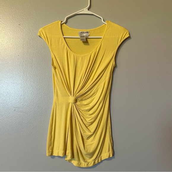 M.S.S.P Sunny Yellow Knotted Blouse Office Dress Casual Contouring - Picture 1 of 5